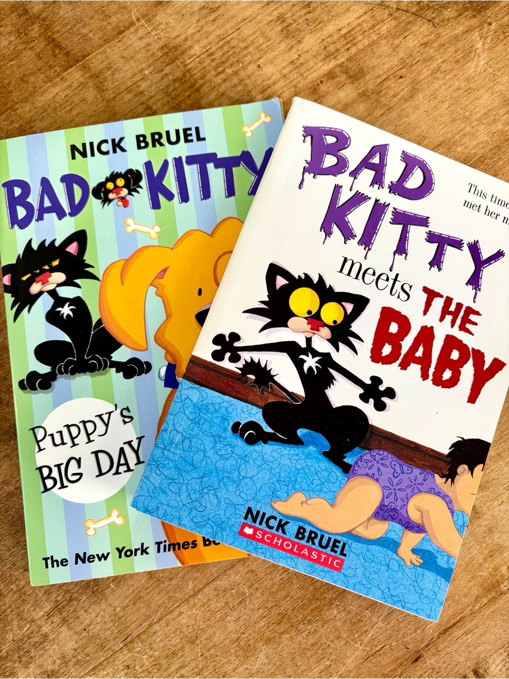 Bad Kitty 2 Bk Lot by Nick Bruel Books Puppy’s Big Day & Meets The Baby